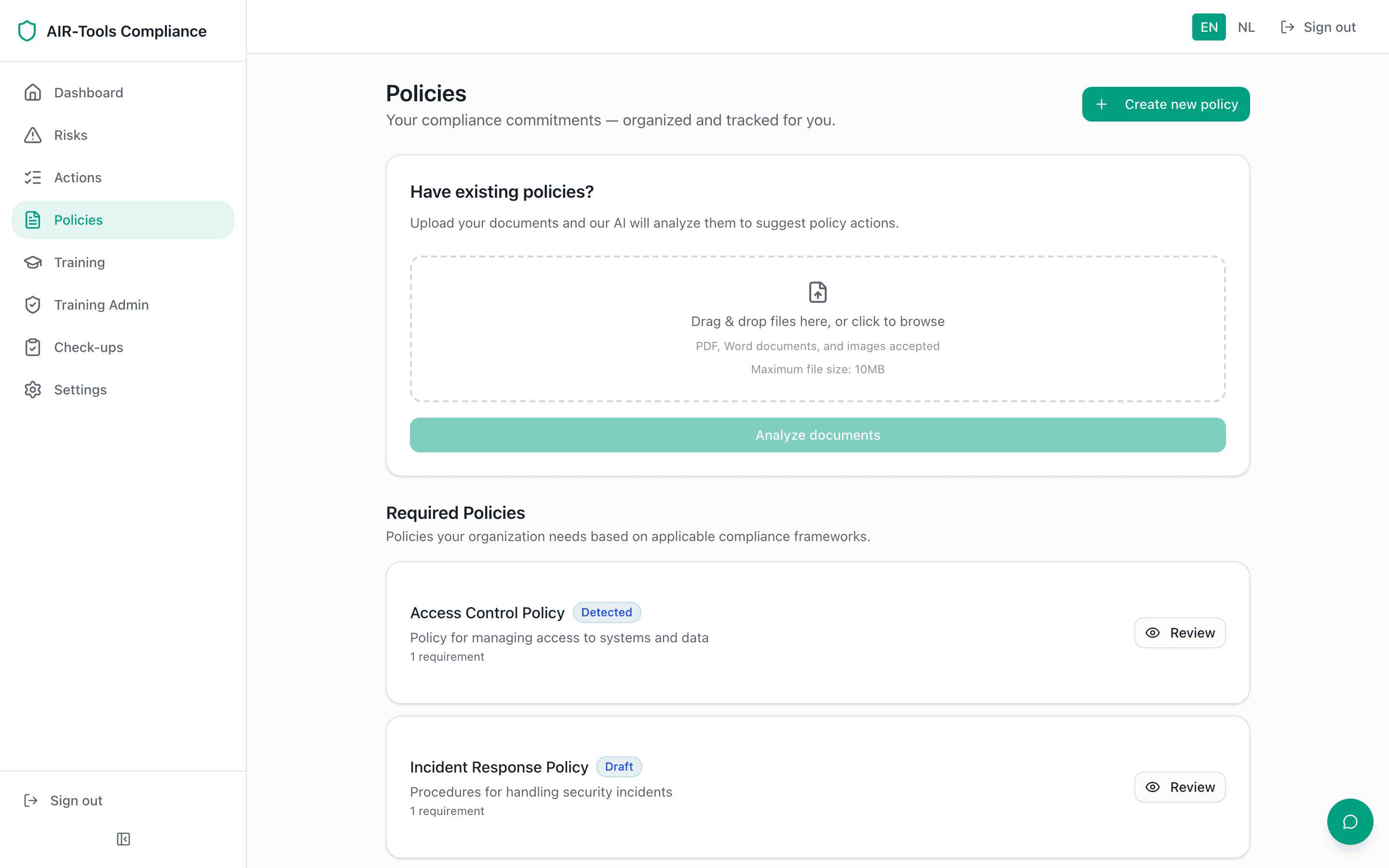 AIR-Tools beleidsbeheer met AI-opgesteld beleid