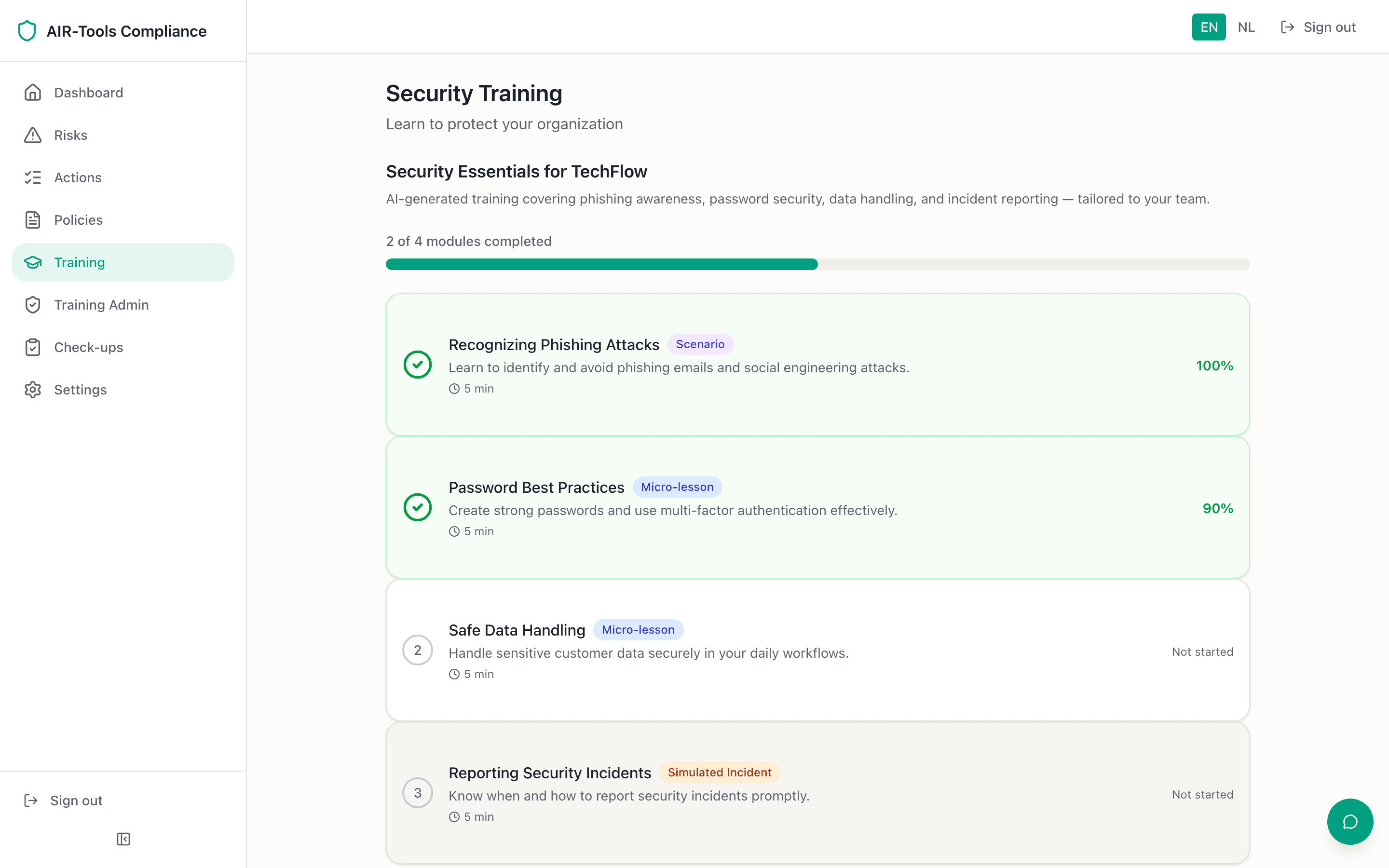 AIR-Tools trainingsmodules voor teamleden